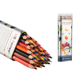 US Sense 36 Watercolor Pencils Set Premier Soft 3.5mm Lead Thicker than Traditional Colored Pencils Ideal for Coloring, Blending and Layering,Artist Drawing Sketching With Brush