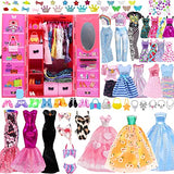 Fashion Dream Closet Collection for 11.5 Inch Doll, 107Pcs Doll Clothes and Accessories Including Wardrobe Princess Dresses Short Dresses Tops & Pants Bikini Shoes Bags Hanger for Girls Birthday Gifts