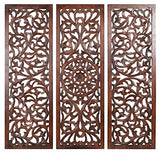 Wooden Designer Wall Hanging Plaques/Wall Plaque Wall Décor Plaques Set of 3 - 36x12 Inch - Burnt, Elegant Sculpture Wall Décor Panel to Enhance the Décor of Your Room or Office