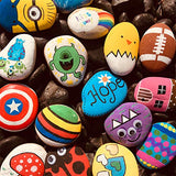 BOKIN Rock Painting Kit,River Stones/Palette/ Round Wood/Transfer Stickers/Acrylic Pen/Brushes Arts Crafts Supplies for Kids and Adults,Mandala Rock Painting,Hide and Seek Gift
