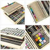 Art QIDOO 149 Pieces Deluxe Art Set/Kit - Art Supplies, Painting and Drawing Set in Wooden Case with Crayons, Oil Pastels, Colored Pencils, Acrylic Paints, Sharpener, Watercolor Cakes and Brushes