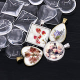 Glarks 48-Pieces 4 Styles Pendant Trays 24pcs Round & Square & Heart & Teardrop and 24pcs Bright