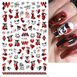 8 Sheets Halloween Nail Art Stickers 3D Halloween Nail Decals Self-Adhesive DIY Nail Art Decorations Horror Red Bloody Wound Blood Skull Spider Nail Sticker for Women Kids Girls Manicure