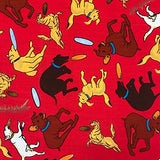Frisbee Red Print Fabric Cotton Polyester Broadcloth by The Yard 60" inches Wide