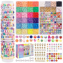 Meland Clay Beads Bracelet Making Kit - 7905Pcs Jewelry Making Kit with 28 Colors Flat Polymer Beads, Smiley Face & Large Charm Beads, Craft Kit for Teen Girls Gift Age 8-12 for Bracelet Making