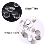 DROLE 100Pcs Bezel Pendant Blanks Kit-50Pcs Stainless Steel Pendant Trays Round Bezel with 50Pcs Glass Cabochons Clear Dome,16mm Pendant Blanks for Photo Pendant Craft Jewelry Making