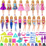 UNICORN ELEMENT 53 Pcs 11.5 inch Girl Doll Clothes Outfits and Accessories - 2 Casual Clothes Sets 3 Fashion Skirts 5 Mini Dresses 5 Swimsuits 10 Shoes 18 Travel Set 10 Doll School Supplies Toys