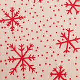 RayLineDo 100% Cotton Linen Printed Fabric Christmas Snow Red Patchwork Tablecloth 140cm wide -