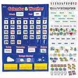 Learning Resources Calendar & Weather Pocket Chart, Calendar for Kids, Classroom Supplies, Homeschool, Set of 136, Ages 3+