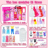 Baby Doll Clothes Girls Toys - 102 Pcs 11.5 Inch Kids Dolls Toy Accessories with Closet Wedding Dress, Dress Outfits Tops, Pants Shoes Hangers Bags Christmas & Birthday Gifts for Girls Age 3 4 5 6 7 8