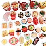 Anrher 100pcs Miniature Foods Hamburg French Fries Sushi Decoration Mixed Resin Sets for Adults Kids Doll House Pretend Kitchen Play Cooking Game Toys DIY Birthday Party Present