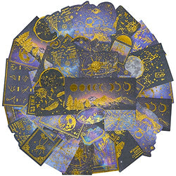 Knaid Celestial Black Gold Foil Stickers Set (60 Pieces) - Decorative Planet Moon Space Galaxy Astronomy Planner Sticker for Scrapbooking Bullet Journaling Junk Journal DIY Art Crafts Album Calendars Notebook