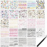 24 Sheets Nail Stickers Nail Art for Women Girls Kids Decoration Self Adhesive DIY Nail Design Summer Nail Decals Tattoos 1000+ Pieces with 1 Tweezers