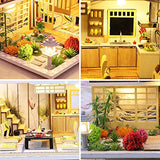 Dollhouse Miniature with Furniture,DIY 3D Wooden Doll House Kit Japanese Style Building Plus with Dust Cover and Music Movement,1:24 Scale Creative Room Idea Best Gift for Children Friend Lover M030