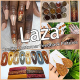 Laza Autumn Nail Glitter, 12 Colors Acrylic Nails Art Glitter Powder Sequin, Retro Copper Iridescent Flake Paillette Sparkle Tip 120g for Gel Polish, Face, Eyes, Body, Hair, Jewelry, Resin -Golden Age