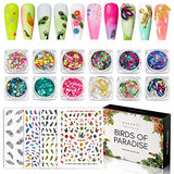 Makartt Nail Art Rhinestone Glue Gel 30g Bundle with Birds of Paradise Nail Decoration Set, Super Adhesive Nail Gel for Gems, Nail Art Gel Glue