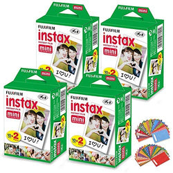 FujiFilm Instax Mini Camera Film - Polaroid Printer Film - 4 Pack of 20 | Total - 80 Photo Sheets, 120 Colorful Mini Photo Stickers| Compatible with FujiFilm Instax Mini 11, 9 and 8 Fuji SP-1, SP-2