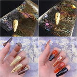 Gold Nail Foil Transfer Stickers Nail Art Supplies Holographic Laser Star Moon Flower Heart Abstract Face Designer Nail Stickers 3D Glitter Line DIY Design Manicure Accessories Decoration 16 Sheets