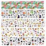 10 Sheets Halloween Nail Art Foil Transfer Stickers Nail Art Supplies Halloween Nail Foils Decals Pumpkin Spider Skull Ghost Witch Design for Acrylic Nails Decoration Manicure Transfer Nail Art DIY