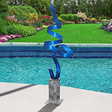 Statements2000 48" Large Metal Yard Sculpture, Indoor-Outdoor Garden Statue by Jon Allen Metal Art, Blue Perfect Moment, Silver Base