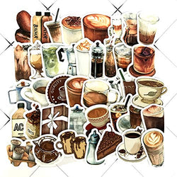 Coffee Theme Stickers - MAXLEAF 40PCS Vintage Coffee Theme Waterproof Stickers for Decoration Planner Phone Case Scrapbook Coffee Journals Decoration