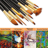 Paint Brush Set of 12 Shapes with Sponge, Palette in Stand-able Storage Bag, Perfect for Acrylic, Watercolor, Oil, Gouache Paint for Artists, Adults & Kids