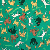 Frisbee Green Print Fabric Cotton Polyester Broadcloth by The Yard 60" inches Wide