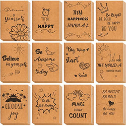 48 Pack Kraft Notebooks Small Journal Notepad Inspirational Lined Pockets Notebook 40 Pages Kraft Notebooks for Kids Students School Office Supplies with 12 Happy Designs 4.3 x 6.1 Inches