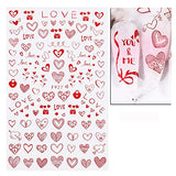 Black Red Nail Art Heart Stickers,8 Sheets Valentine's Day Holographic Heart Nail Decals for Acrylic Nails