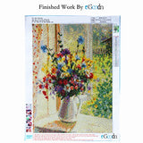 eGoodn Diamond Painting Art Kit DIY Cross Stitch by Number Kit DIY Arts Craft Wall Decor, Full Drill 14.2 inches by 18.1 inches, Flower of Summer, No Frame