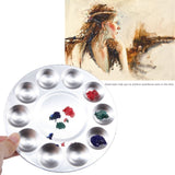 COMIART Metal 10 Well Round Artist Watercolours Paint Mixing Palette Tray,Pack of 2