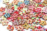 Pack of 50-55 PCS Flower Buttons-Mixed Wood Buttons Sewing Scrapbooking Flowers Shaped 2 Holes