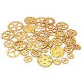 LolliBeads (TM) Antiqued Golden Plated Skeleton Steampunk Watch Gear Cog Wheel Sets (40 Pcs)