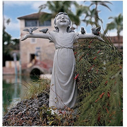 Design Toscano Basking in God's Glory Little Girl Outdoor Garden Statue, Medium, 18 Inch, Polyresin, Two Tone Stone