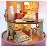 MAGQOO Dollhouse Miniature DIY House Kit with Furniture,Rotating DIY Dollhouse Kit Plus Dust Proof and Music Movement, 1:24 Scale Creative Room Idea for Valentine’s Day(Meet at The Corner)