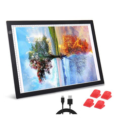 SanerDirect Diamond Painting A3 LED Light Pad - Tracing Light Box for Drawing, Adjustable Brightness w/Ruler, USB Powered Projector Kit with Clips (Upgrade)