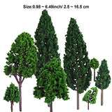 Bememo 22 Pieces Model Trees 1.18 - 6.29 inch Mixed Model Tree Train Trees Railroad Scenery Diorama Tree Architecture Trees for DIY Scenery Landscape, Natural Green