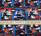 100% Cotton Fabric Quilt Prints DC Comics Batman vs Superman Block Edition Licensed Sold By The