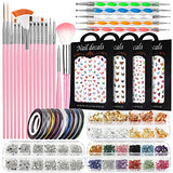 Nail Art Brushes, Nail Dotting Tools, Nail Dust Brush, Teenitor Nail Art Kit for beginners, 3D Butterfly Nail Art Stickers, Nail Art Rhinestones, Nail Art Foil, Nail Art Striping Tapes, Nail Design Kit