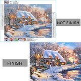 5D Diamond Painting Christmas Snow Scene, Diamond Painting by Number Kits for Adults Kids, Round Drill Embroidery Cross Stitch for Home Wall Decor Office Decoration (15.7x11.8inch)