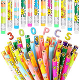 Assorted Colorful Pencils Eraser Tops Pencils Cute School Pencil Set for Office School Children, Cow and Sunflower Patterns Pencil Assortment for Kids (300 Pieces)