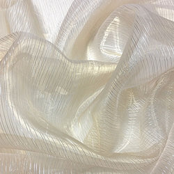 Striped Sheer Organza Fabric for Fashion, Crafts, Decor 58 FWD (Off White)