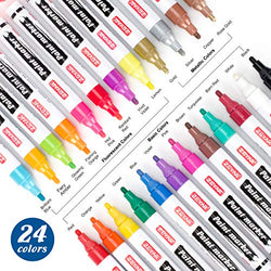 ZEYAR Paint Markers, Oil-Based, Expert of Rock and Mug painting, Waterproof & Permanent Ink, 24 Colors, Medium Point, Packed in Gift Box