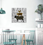 Canvas Wall Art for Kitchen Restaurant Wall Decoration Animal Theme Wall Decor Chicken Pig Cow Canvas Picture Modern Prints Artwork Ready to Hang for Rustic Country Farm Home Decor Size 14x14 a Piece
