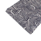 RayLineDo 100% Cotton Linen Printed Fabric Navy Wave Patchwork Tablecloth 150cm wide - Price per