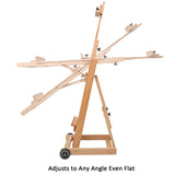 MEEDEN Versatile Studio H-Frame Easel - All Media Adjustable Beech Wood Studio Easel, Painting Floor Easel Stand, Movable and Tilting Flat Available, Holds Canvas Art up to 77"