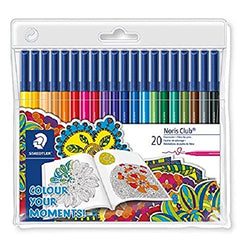 Staedtler 326WP20AC Noris Club Fibre-Tip Pen with Wallet - Assorted Colours, Pack of 20