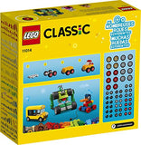 LEGO Classic Bricks and Wheels 11014 Building Kit; Includes a Toy car, Train, Bus, Robot, Skateboarding Zebra, Race car, Bunny in a Wheelchair, and Much More, New 2021 (653 Pieces)