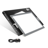 Portable A4 Tracing LED Light Box,Ultra-Thin USB Power Art-Craft LED Trace Light Pad Stepless Adjustable Light Table for Drawing, Weeding, Streaming, Sketching, Animation(Silver)