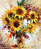 Sunflowers Of Happiness — Floral Palette Knife Flowers Oil Painting On Canvas